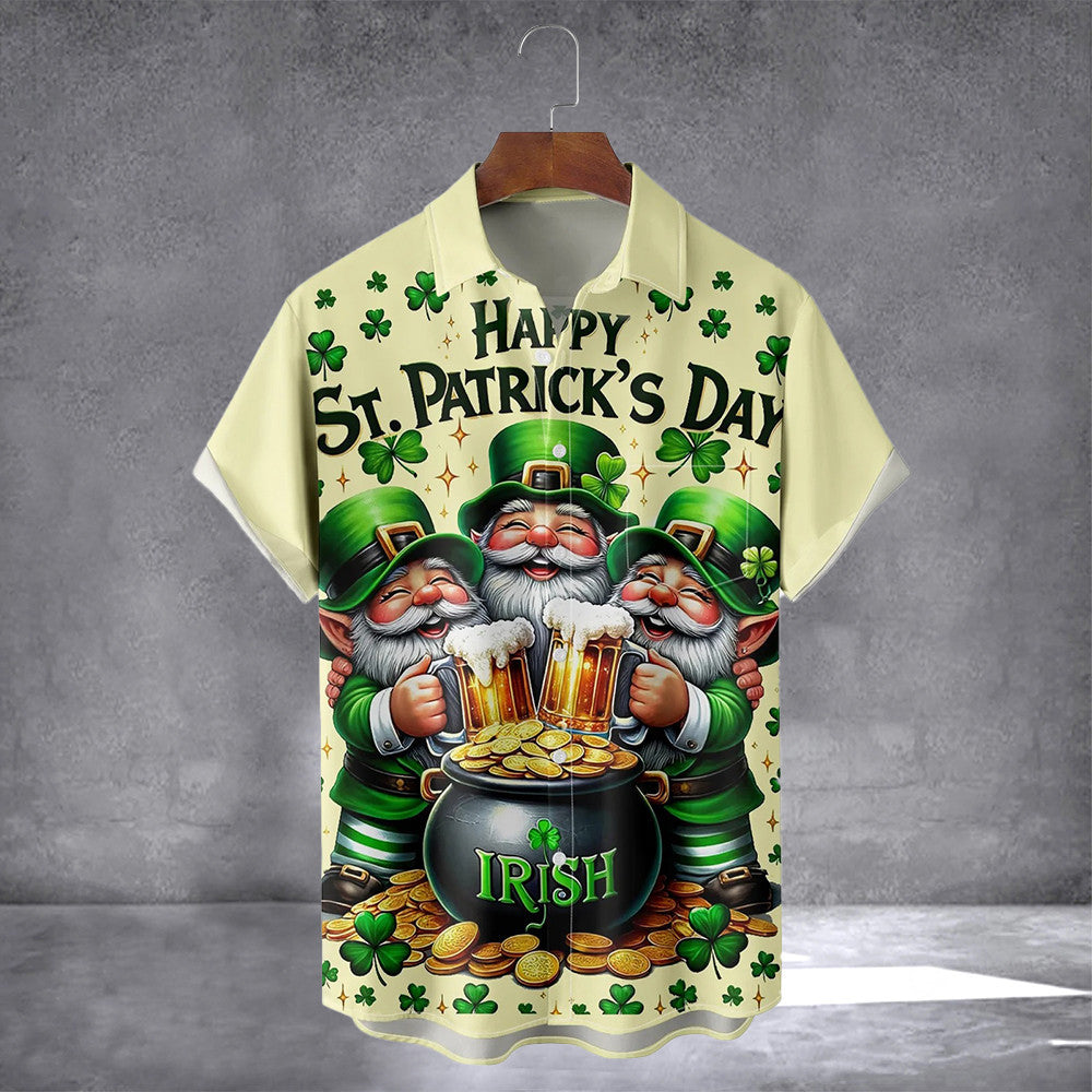 Irish Three Gnome Hawaiian Shirt With Pocket St Patrick's Day Shirts Gifts For Dudes - Famerry