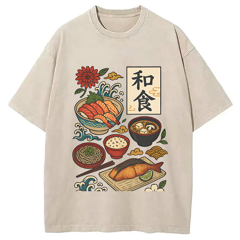 Japanese Cuisine Washed T-Shirt Funny Aesthetic Trendy Apparel Gifts For Him - Gypsysystersgift