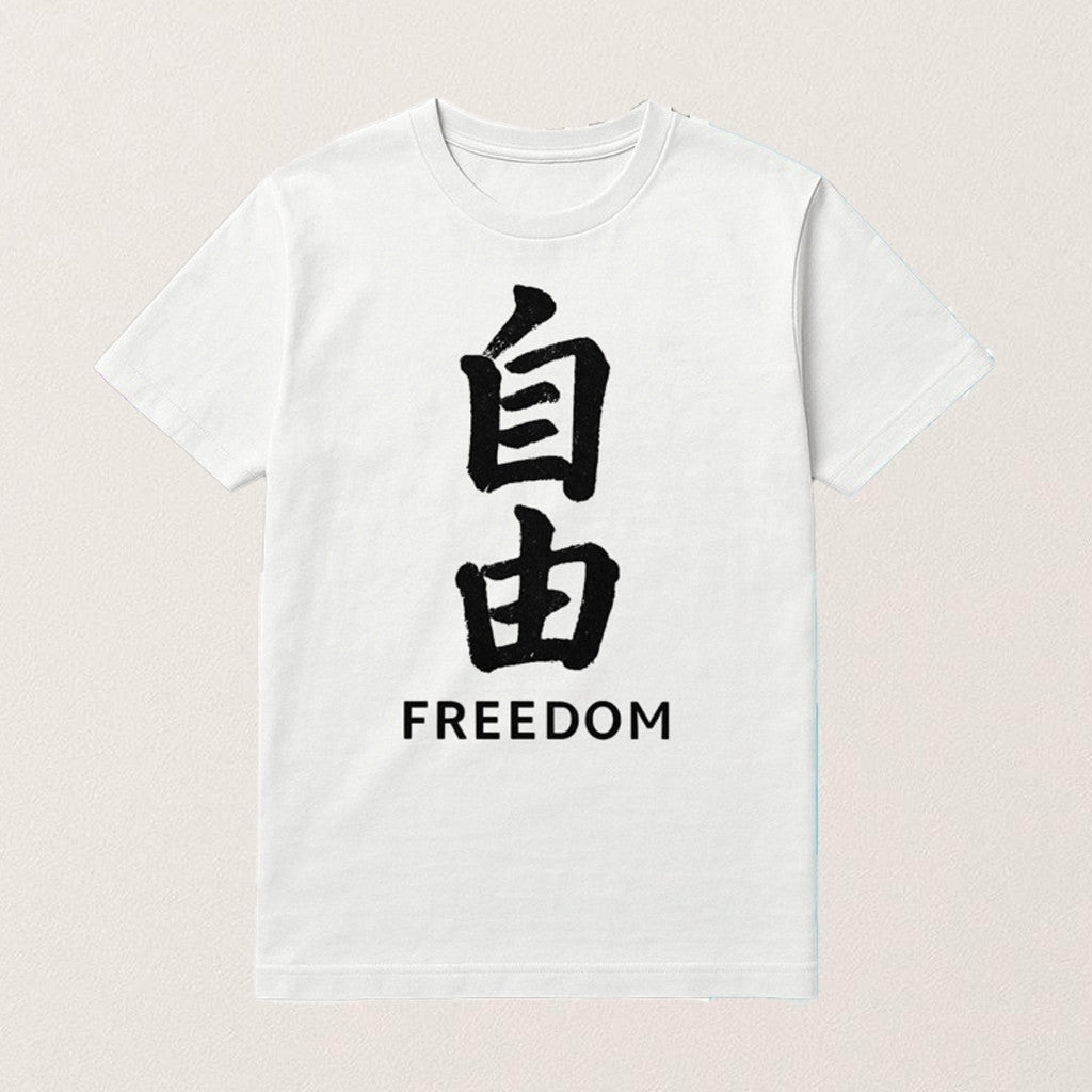 Japanese Freedom Character Shirt Bold Kanji Brushstroke Graphic Tee Gifts For Friends - Gypsysystersgift