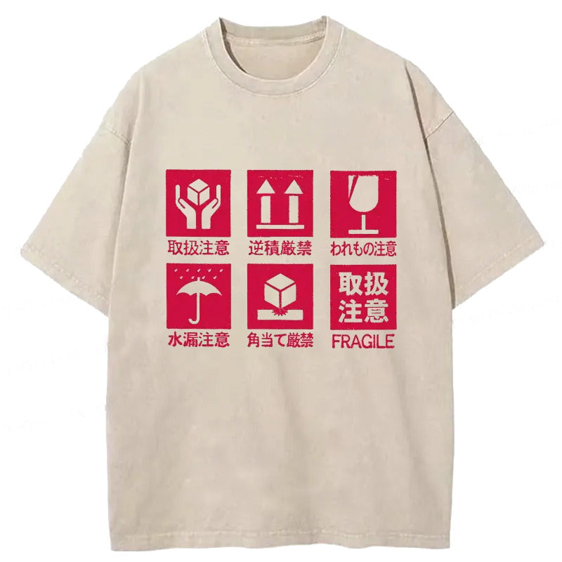 Japanese Item Labels Washed T-Shirt Retro Streetwear Graphic Top Gifts For BFF - Gypsysystersgift