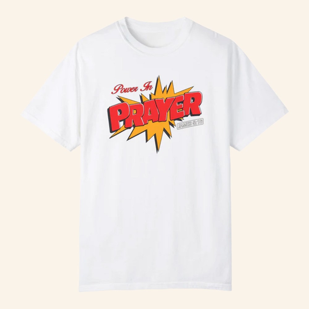 Jesus In The Street Merch Power In Prayer 90's Cartoon T-Shirt White Gifts For Father - Gypsysystersgift