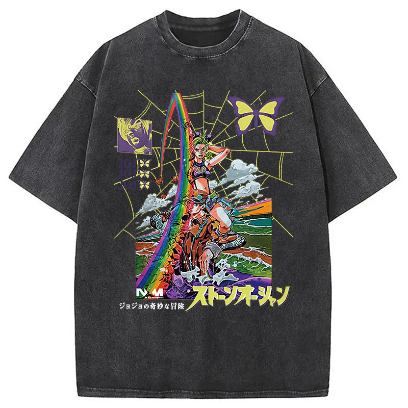 Jojo Bizarre Adventure Washed T-Shirt Soft Cotton Daily Wear Tee Gifts For Her - Gypsysystersgift
