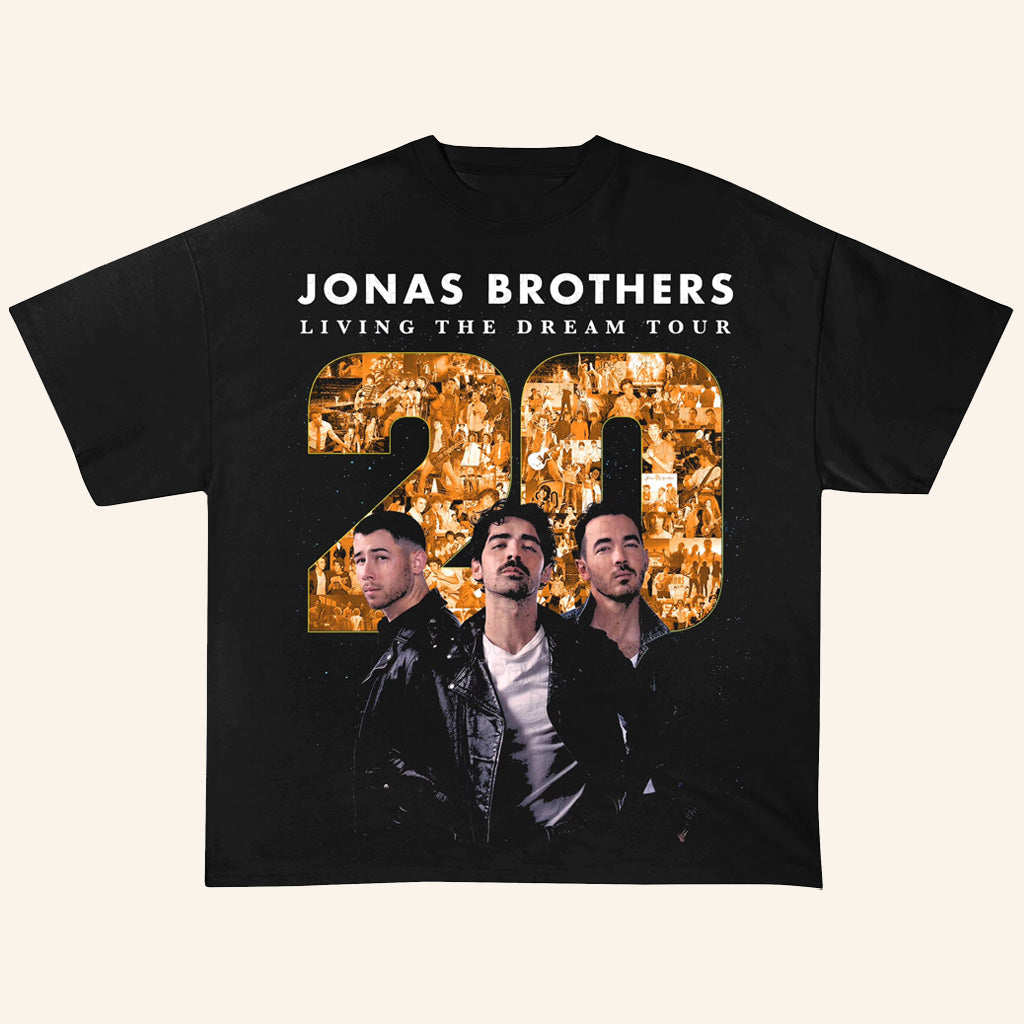 Jonas Brothers Merch 20th Anniversary Tour 2025 Shirt Living The Dream Tour T-Shirt Fan Gifts - GypsysystersGift