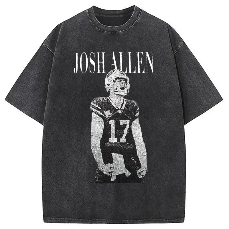 Josh Allen Football Washed T-Shirt Cool Graphic Tee For Men Women Gifts For Brother - Gypsysystersgift