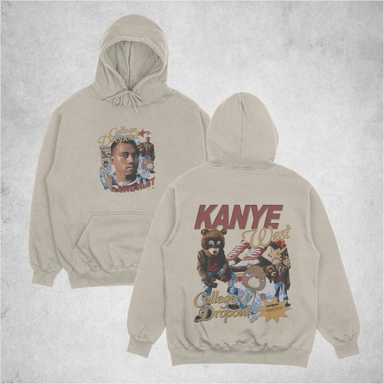 Kanye College Dropout Hoodie, Two Sided Kanye Album Cover Hoodie Gifts For Her Merch Apparel - Gypsysystersgift