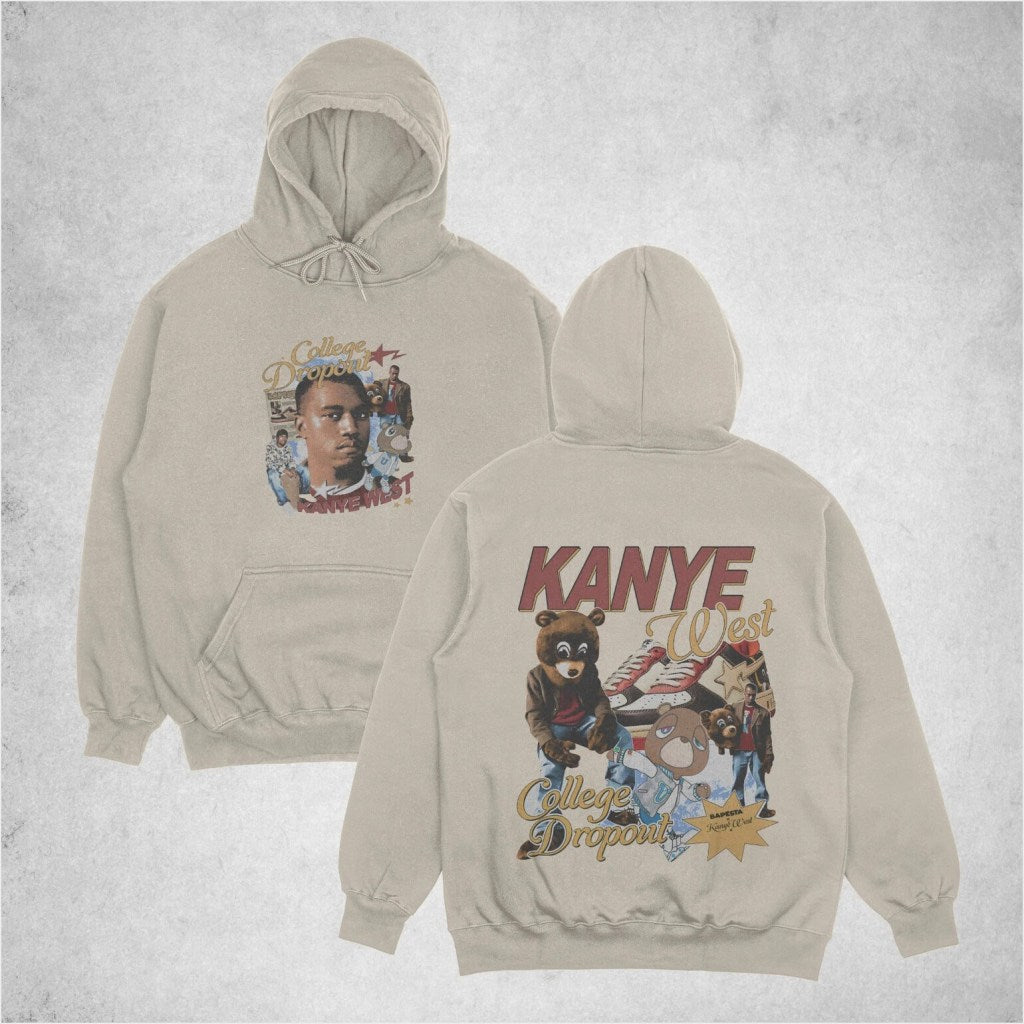 Kanye College Dropout Hoodie, Two Sided Kanye Album Cover Hoodie Gifts For Her Merch Apparel - Gypsysystersgift