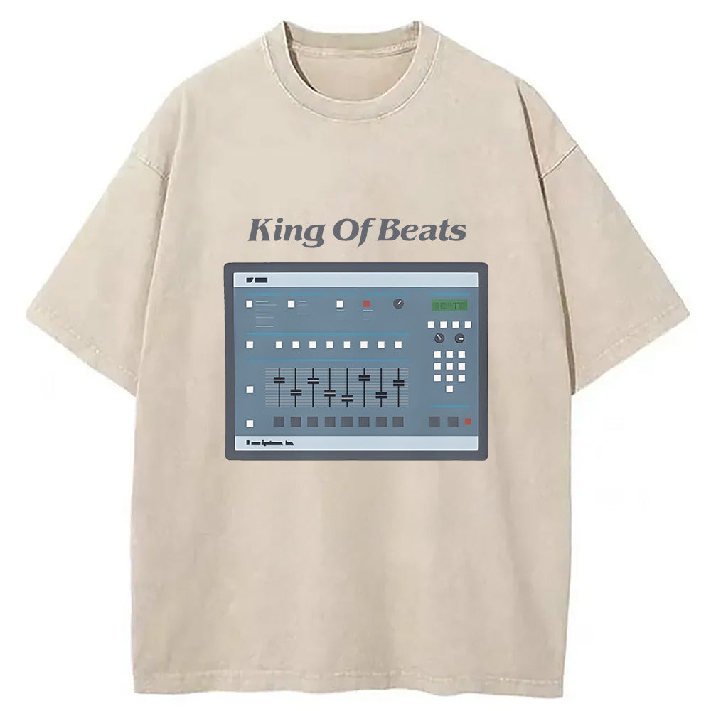 King Of Beats Washed T-Shirt Trendy Aesthetic Graphic Apparel Gifts For Her - Gypsysystersgift