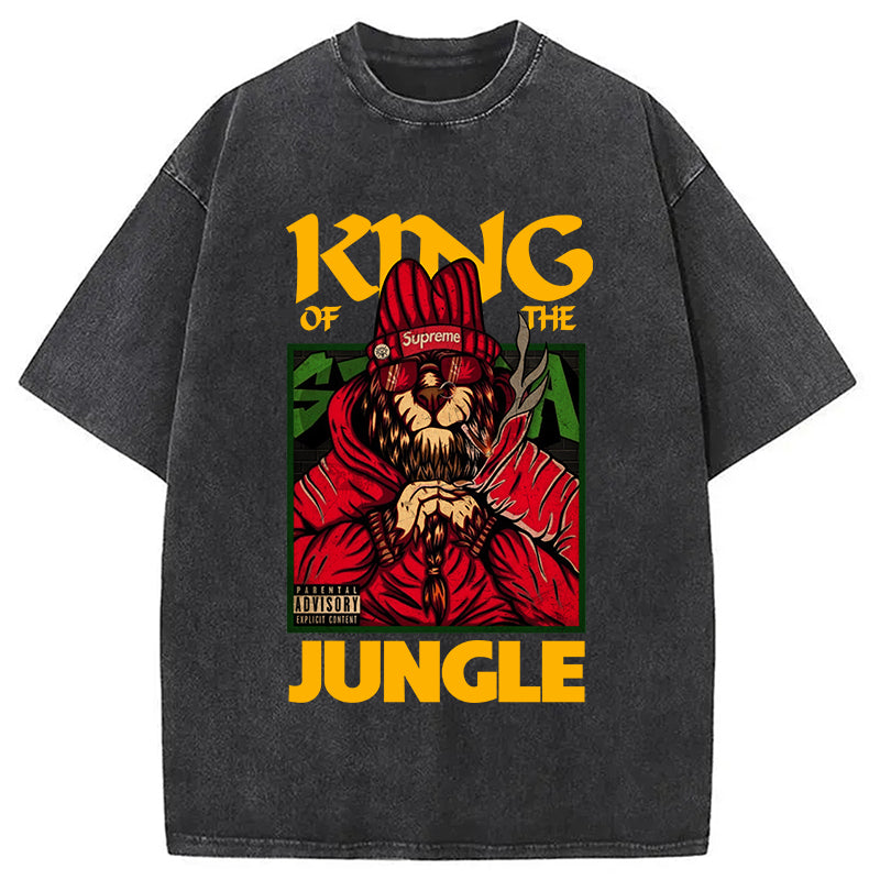 King of The Jungle Washed T-Shirt Trendy Everyday Casual Outfit Gifts For Her - Gypsysystersgift