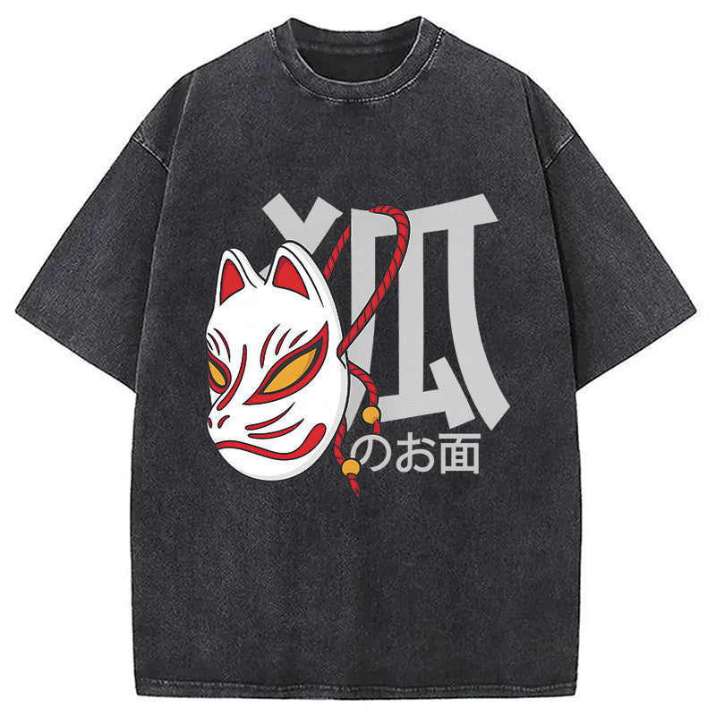 Kitsune Japanese Washed T-Shirt Soft Cotton Daily Wear Tee Gifts For Friends - Gypsysystersgift
