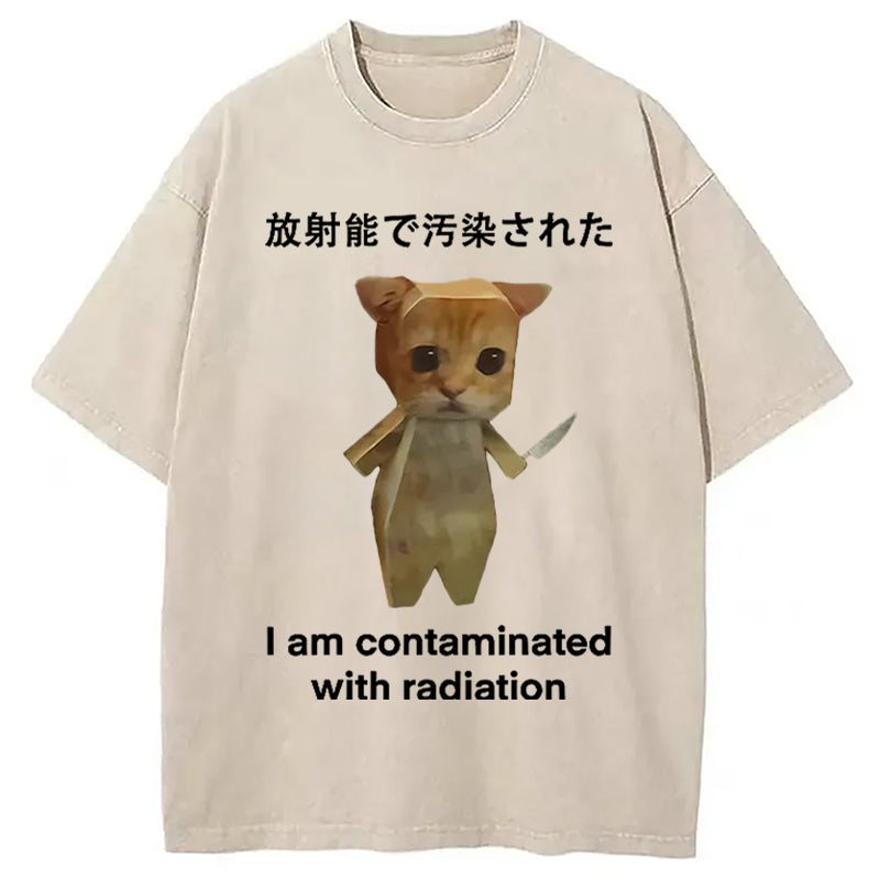 Kitten Contaminated By Radiation Washed T-Shirt Trendy Aesthetic Graphic Apparel Gifts For Her - Gypsysystersgift
