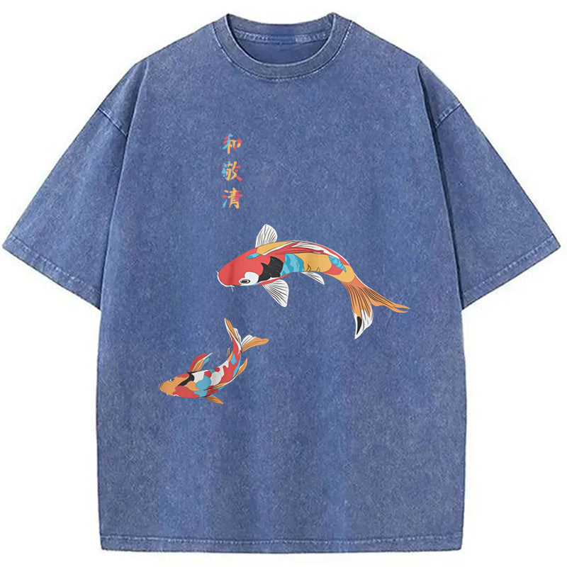 Koi 280GSM Heavy Boxy Washed T-Shirt Unisex Streetwear Graphic Style Gifts For Her - Gypsysystersgift