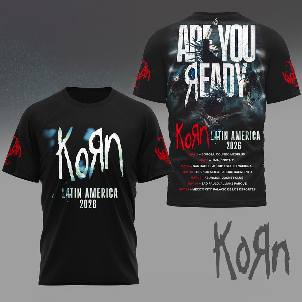 Korn Merch Latin America 2026 Tour T-Shirt Best Gifts For Band Lovers - GypsysystersGift