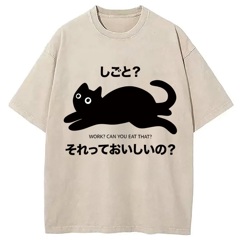 Lazy Cat Washed T-Shirt Soft Cotton Daily Wear Tee Gifts For Her - Gypsysystersgift