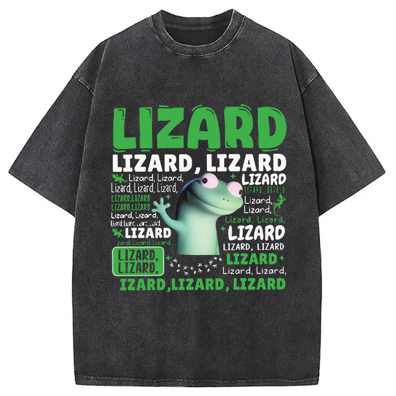 Lizard Lizard Lizard Tiktok Viral Meme Washed T-Shirt Retro Streetwear Graphic Top Gifts For Him - Gypsysystersgift