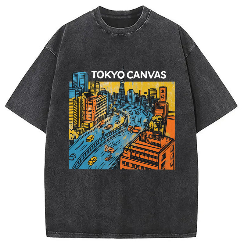 LOGO Ukiyoe Washed T-Shirt Soft Cotton Daily Wear Tee Gifts For Him - Gypsysystersgift