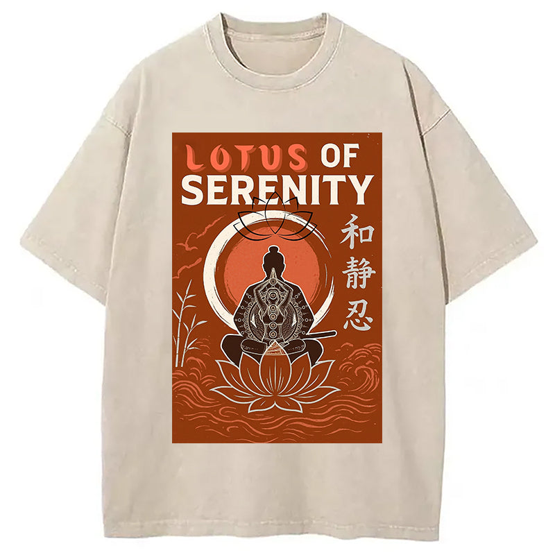 Lotus of Serenity Washed T-Shirt Funny Graphic Gift For Friends Gifts For Him - Gypsysystersgift