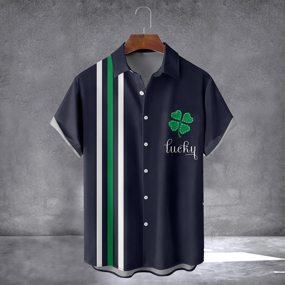 Lucky Clover Hawaiian Shirt With Pocket St. Patrick's Day Button Up Shirt Gift For Husband - Famerry