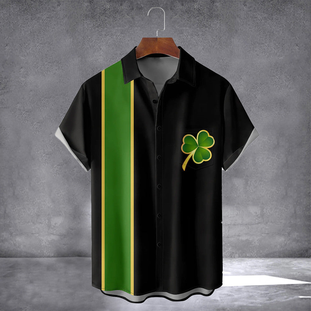 Lucky Clover Shamrock Hawaiian Shirt With Pocket St Patricks Shirts Gift For Him - Famerry