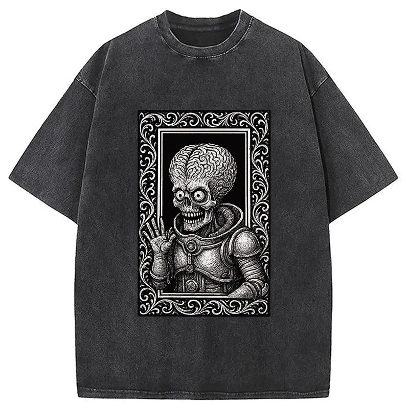 Mars Attacks Washed T-Shirt Trendy Aesthetic Graphic Apparel Gifts For Him - Gypsysystersgift