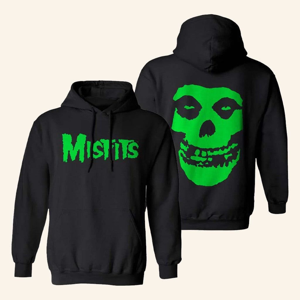 Misfits Merch Green Fiend Skull Black Hoodie Birthday Present For Him - Gypsysystersgift