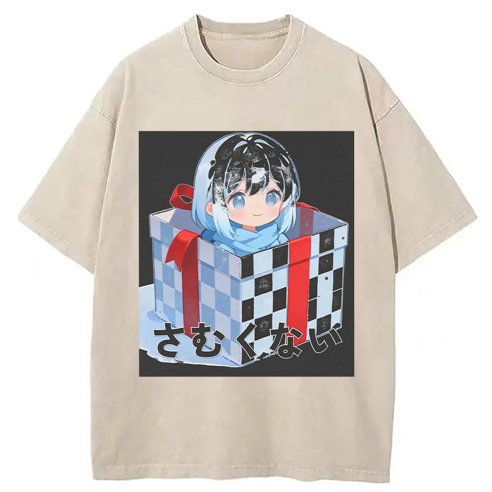 Modern Japanese Christmas Washed T-Shirt Trendy Aesthetic Graphic Apparel Gifts For Him - Gypsysystersgift