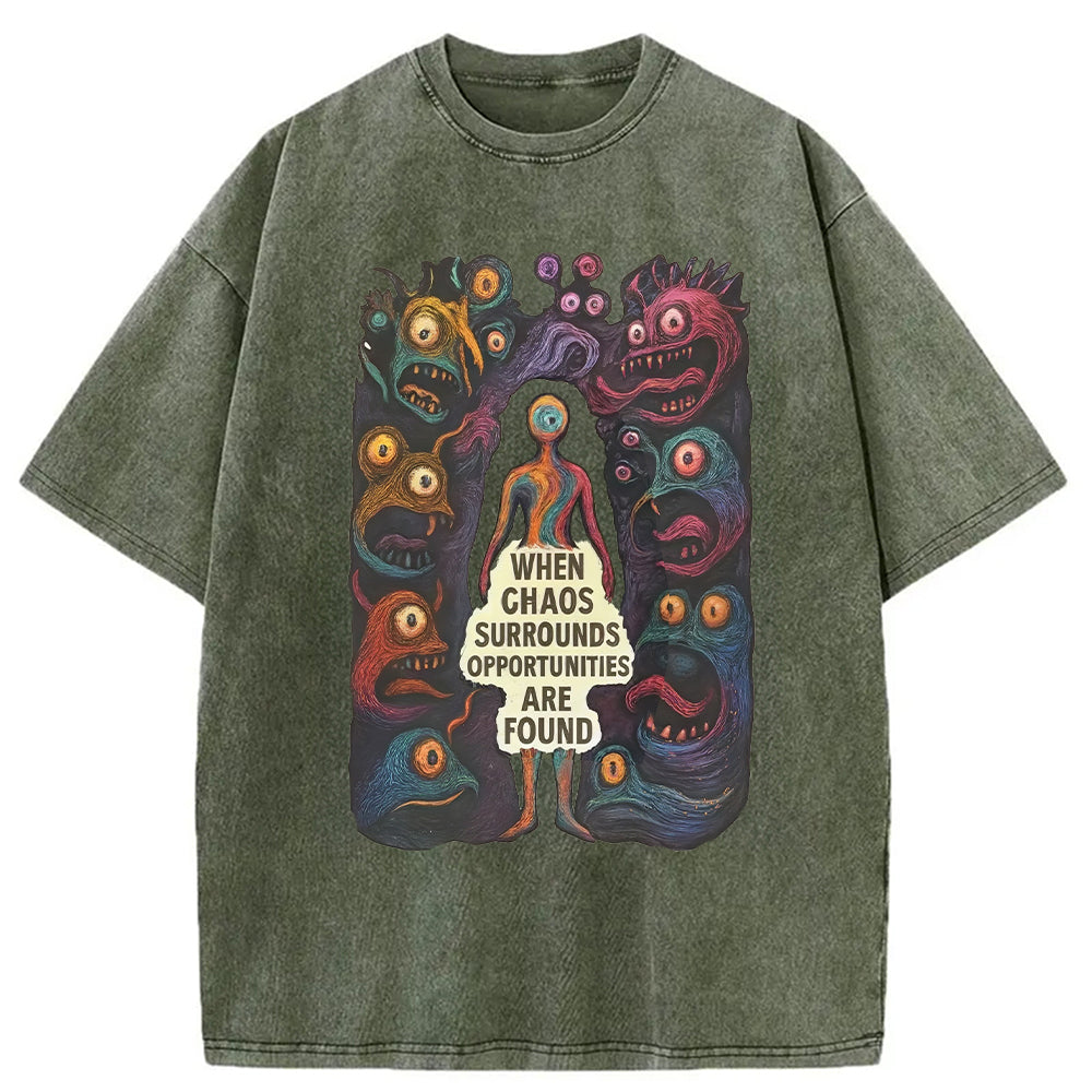 Monster Art Washed T-Shirt Trendy Aesthetic Graphic Apparel Gifts For Her - Gypsysystersgift