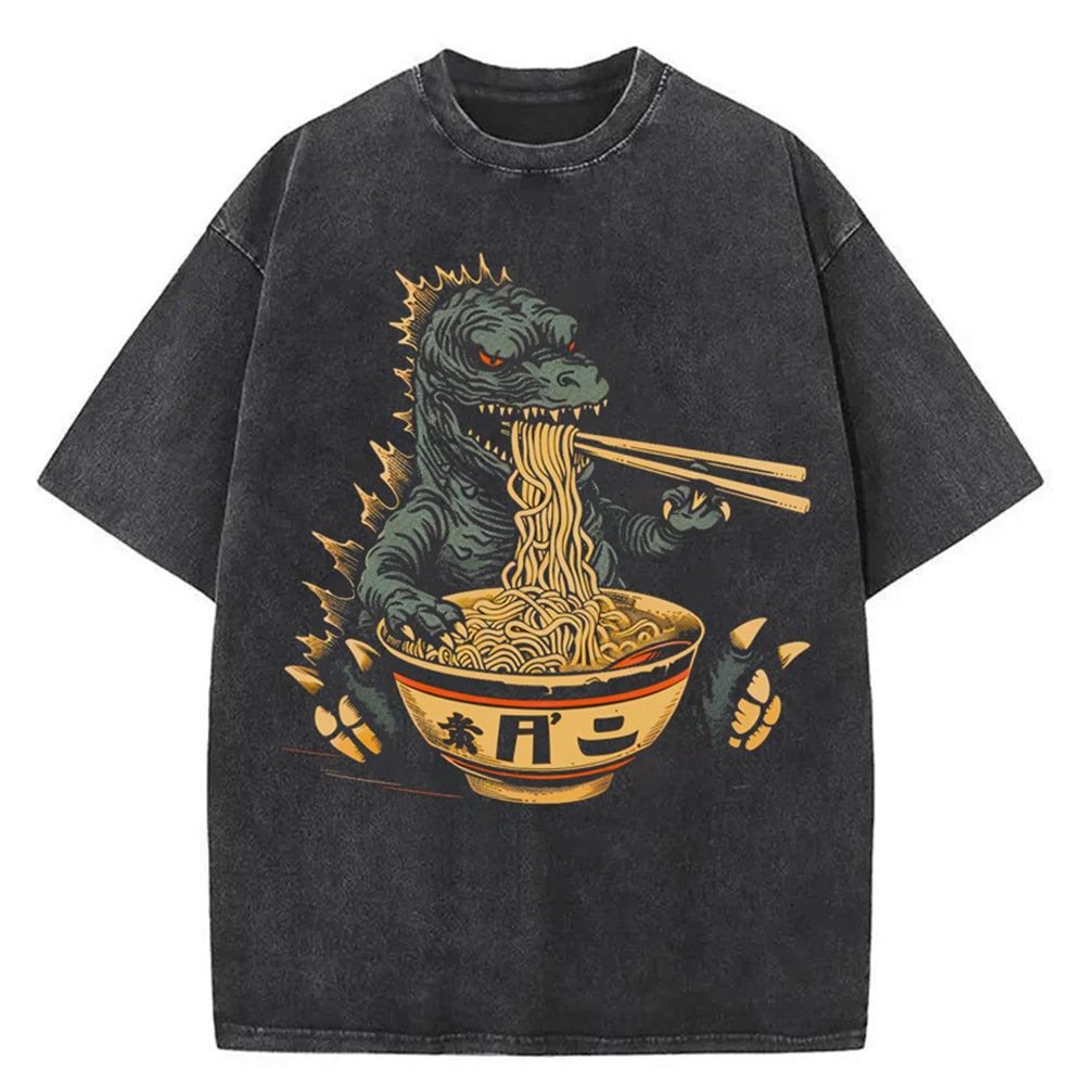 Monster Ramen Washed T-Shirt Trendy Everyday Casual Outfit Gifts For Her - Gypsysystersgift