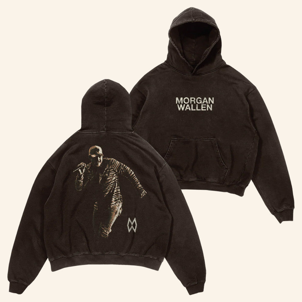 Morgan Wallen Merch Live Photo Brown Hoodie Music Lover Gifts For Him - Gypsysystersgift
