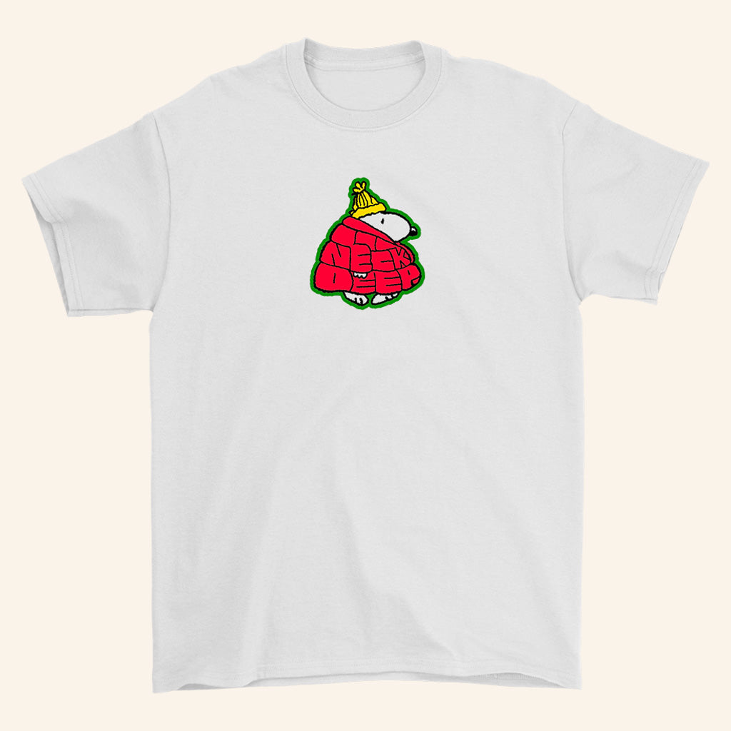 Neck Deep Merch Puffer Snoopy White T-Shirt Birthday Gifts For Him - GypsysystersGift