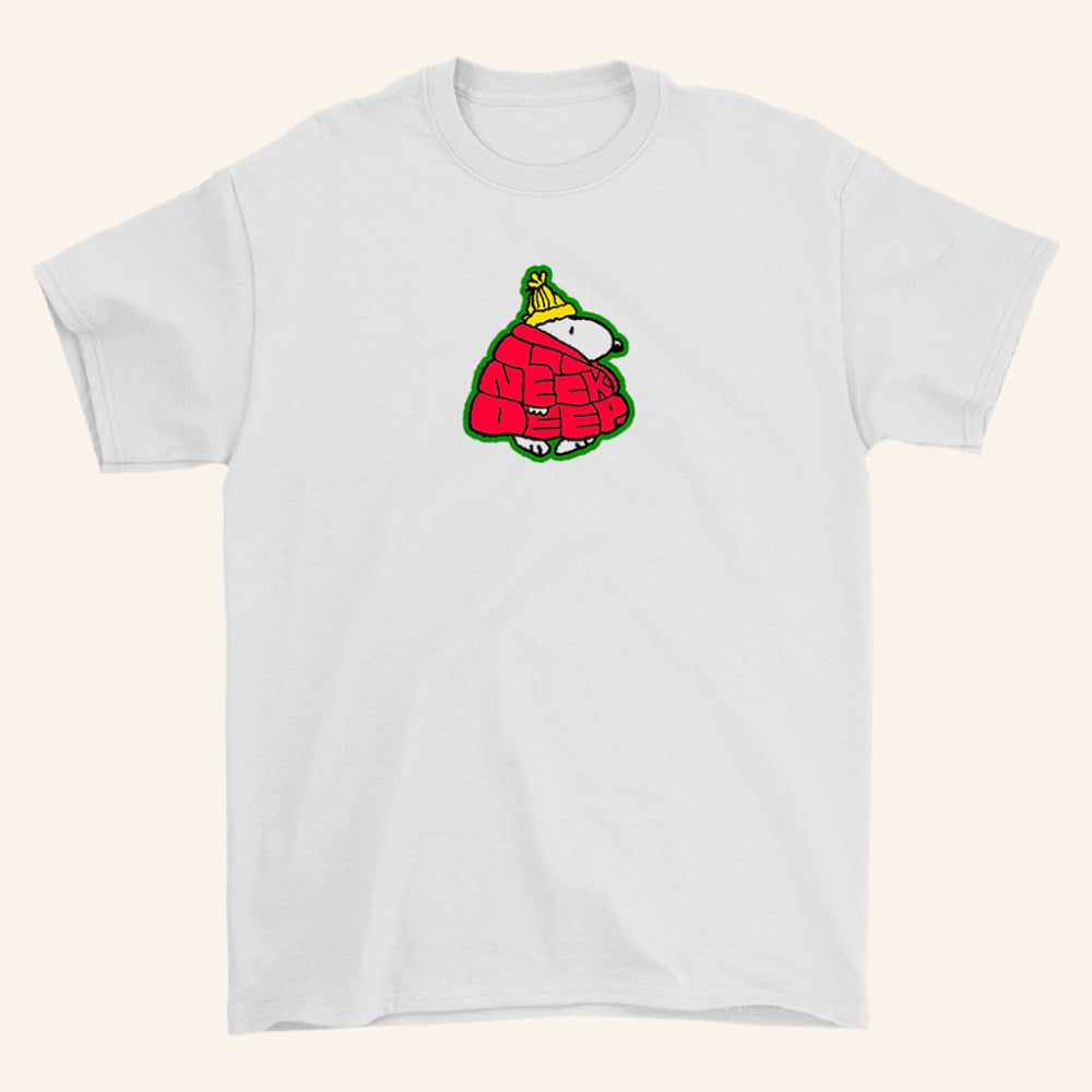 Neck Deep Merch Puffer Snoopy White T-Shirt Birthday Gifts For Him - GypsysystersGift