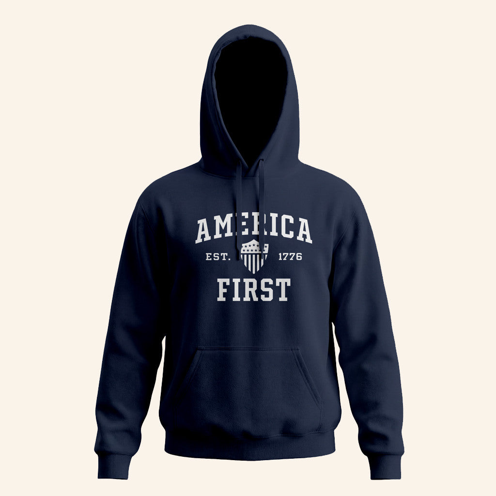 Nick Fuentes Merch America First Collegiate Hoodie Patriotic Gifts For Him - Gypsysystersgift