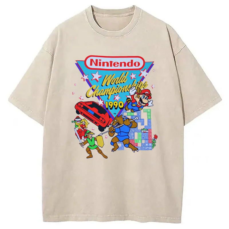 Nintendo 1990 World Championships Washed T-Shirt Retro Humor Outfit Idea Gifts For Sister - Gypsysystersgift