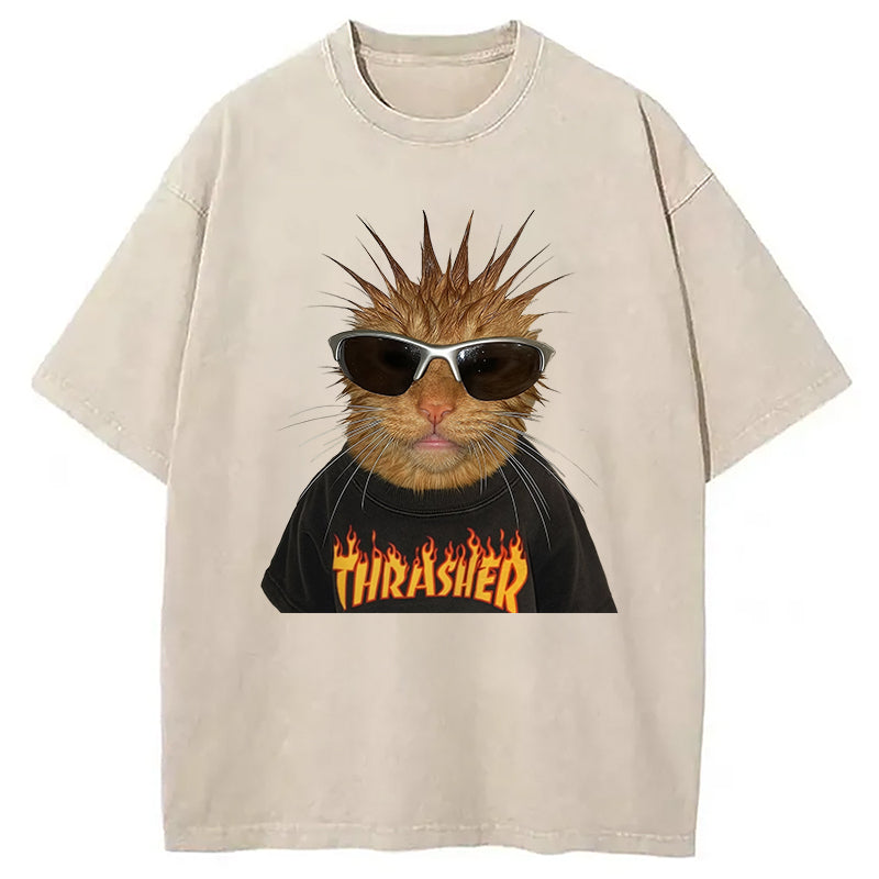 Nu Metal Cat Washed T-Shirt Classic Graphic Fashion Tee Gifts For Her - Gypsysystersgift