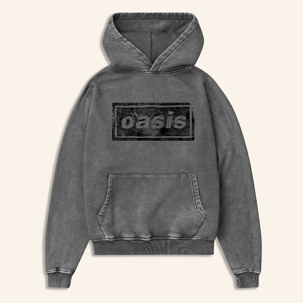 Oasis Merch 2025 Live 25 Lino Logo Hoodie Grey Gift Ideas For Him - Gypsysystersgift