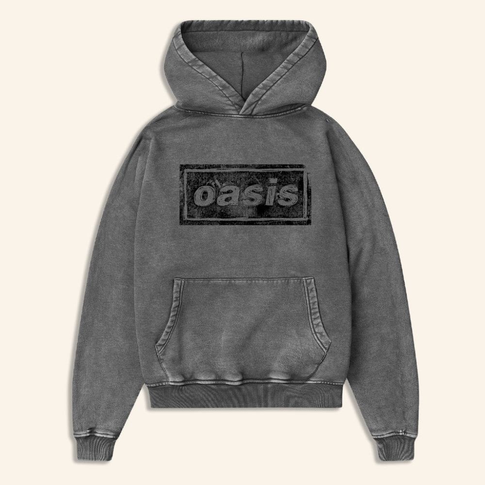 Oasis Merch 2025 Live 25 Lino Logo Hoodie Grey Gift Ideas For Him - Gypsysystersgift