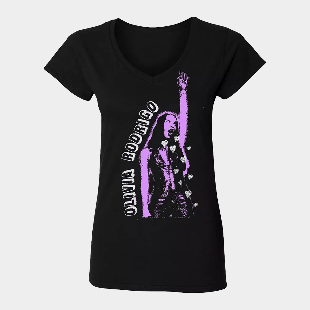 Olivia Rodrigo Merch Hearts V-Neck T-Shirt Music Lover Gift Ideas For Her - GypsysystersGift