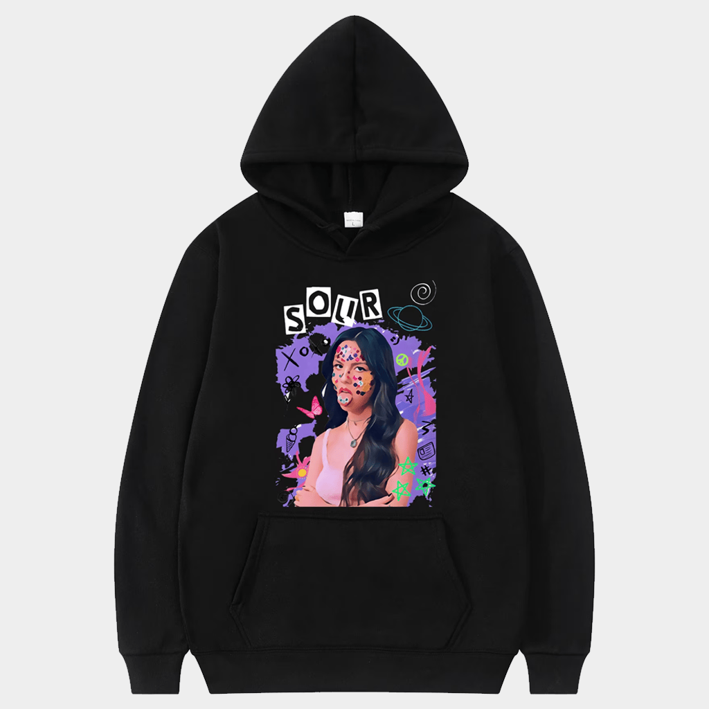 Olivia Rodrigo Merch Sour Hoodie Black Music Lover Gift Ideas For Him - Gypsysystersgift