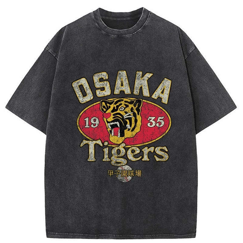 Osaka Tigers 1935 Washed T-Shirt Casual Oversized Outfit Style Gifts For Him - Gypsysystersgift