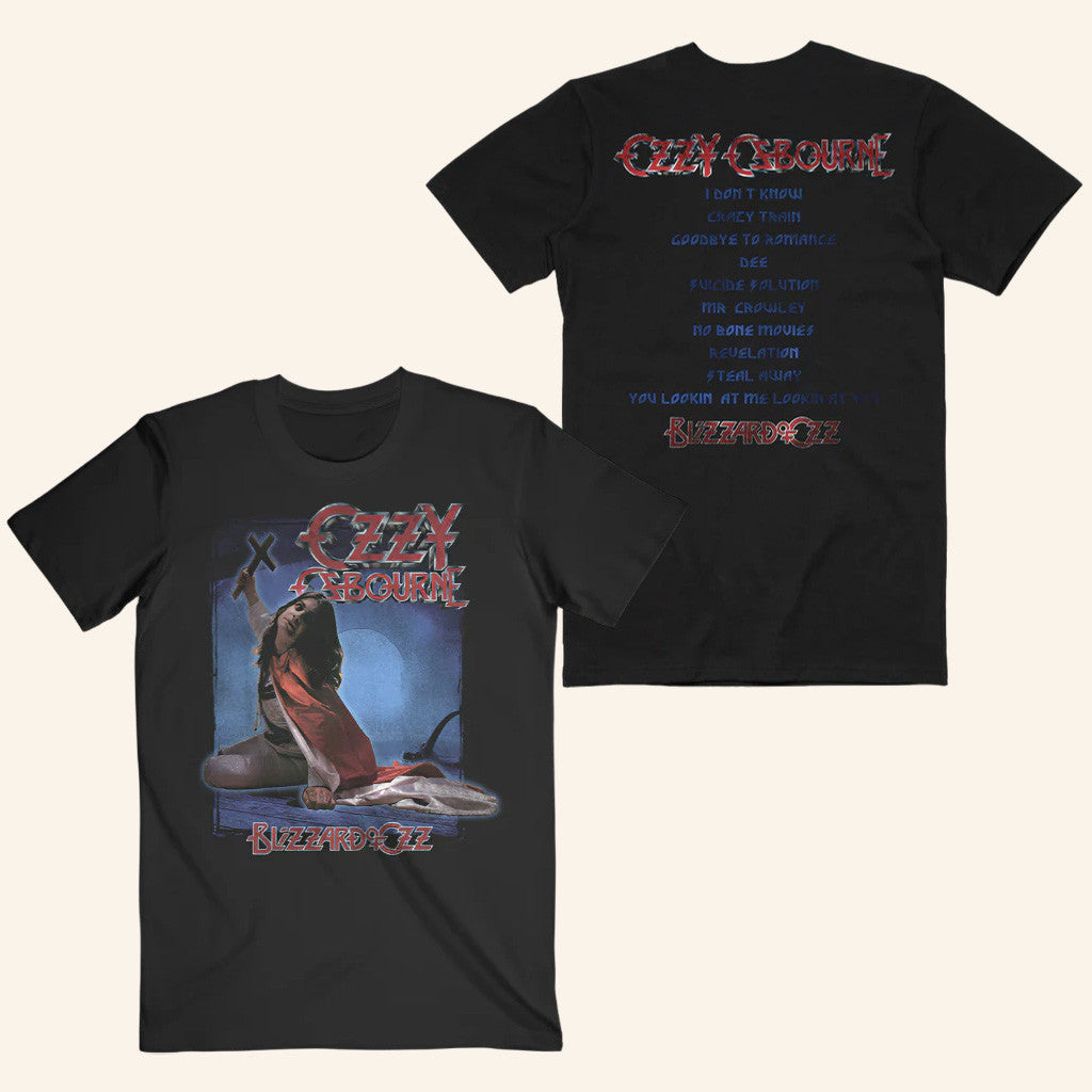 Ozzy Osbourne Merch Blizzard of Ozz Tracklist T-Shirt Gifts For Music Fans - Gypsysystersgift
