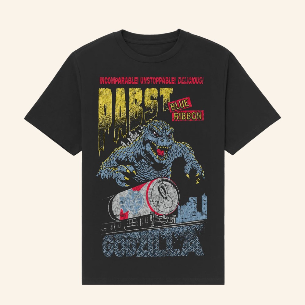 Pabst Blue Ribbon Merch Godzilla Runaway Pbr Train Black T-Shirt Christmas Present For Him - GypsysystersGift