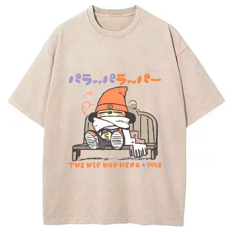 PaRappa the Rapper Vintage Washed T-Shirt Trendy Aesthetic Graphic Apparel Gifts For Her - Gypsysystersgift