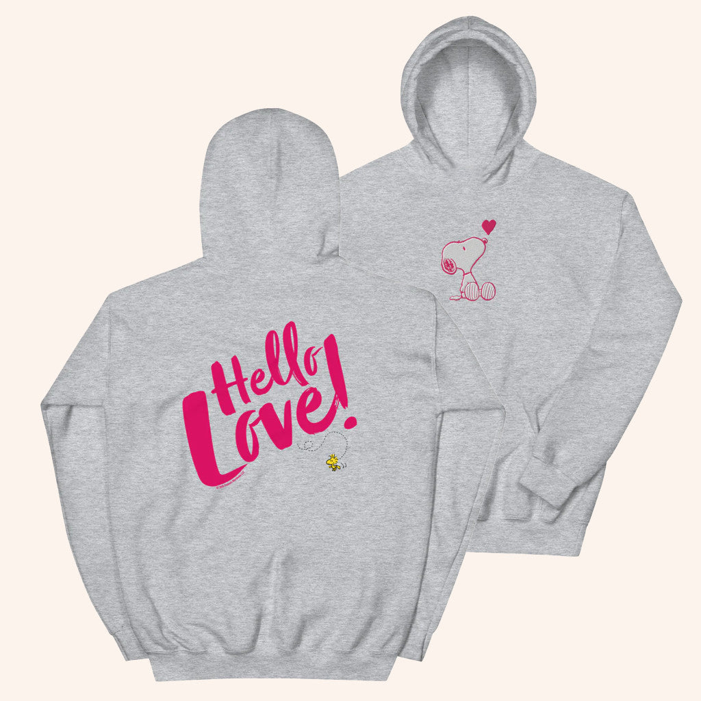 Peanuts Merch Peanuts Hello Love Hoodie Valentines Presents For Him - Gypsysystersgift