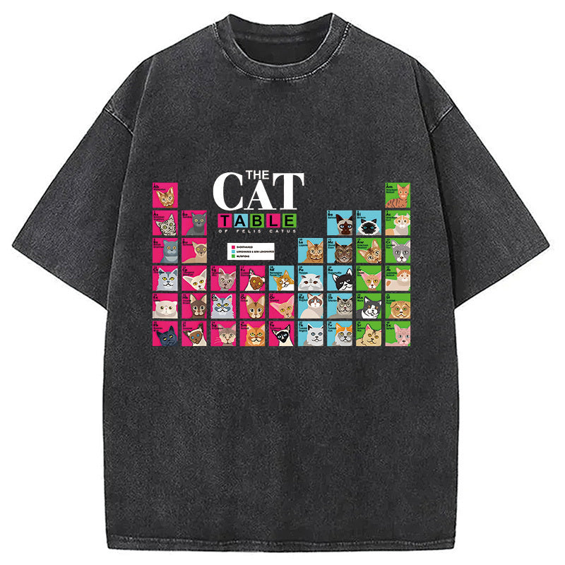 Periodic Table of Cats Science Chemistry Washed T-Shirt Unique Aesthetic Fashion Tee Gifts For Her - Gypsysystersgift