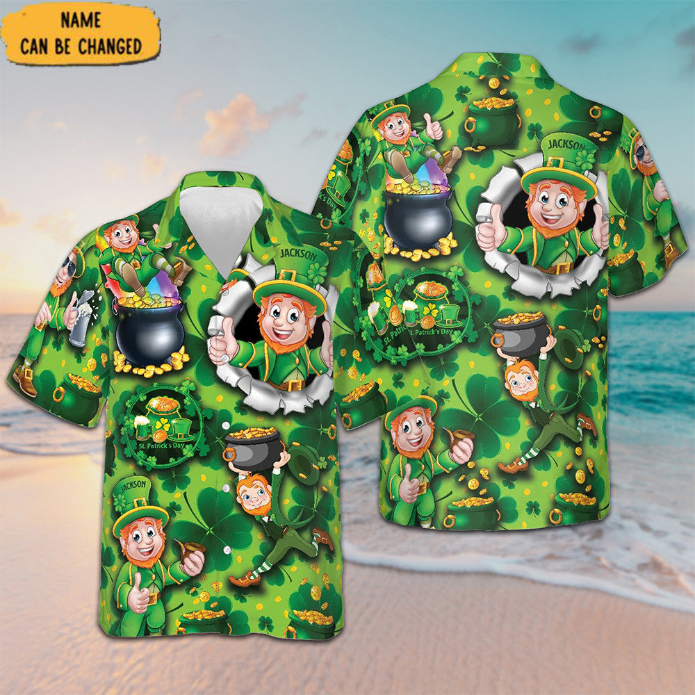 Personalized Leprechaun Happy Saint Patrick's Day Hawaiian Shirt Gifts For Irish Men's - Famerry