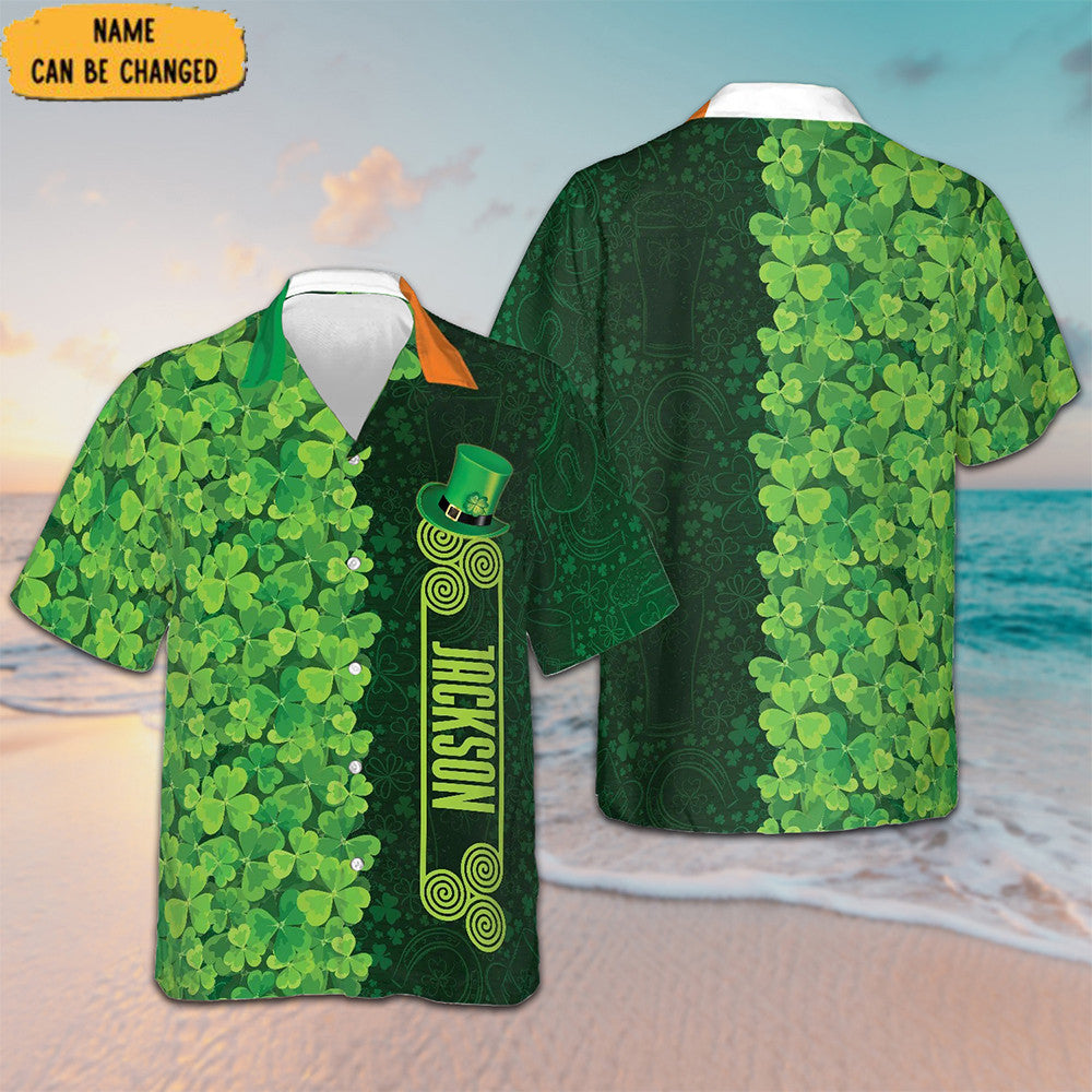 Personalized Shamrock Happy Saint Patrick's Day Ireland Hawaiian Shirt Gifts For Irish Mens - Famerry