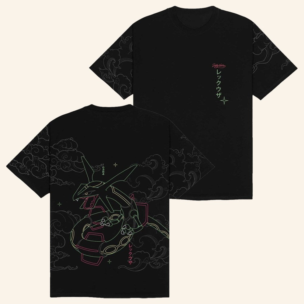 Pokemon Merch Pokemon x Dolly Noire Rayquaza Black T-Shirt Birthday Gift For Him - Gypsysystersgift