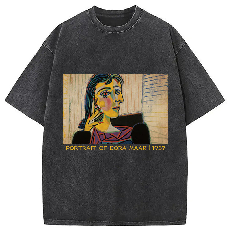 Portrait of Dora Maar Washed T-Shirt Unique Aesthetic Fashion Tee Gifts For Her - Gypsysystersgift