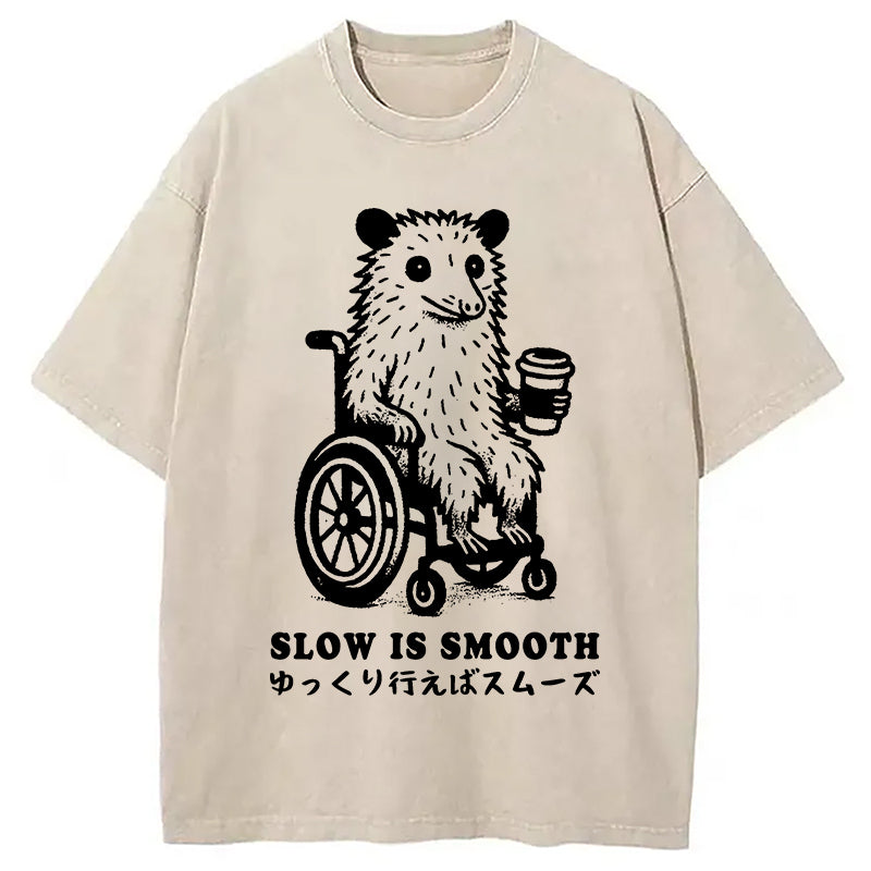 Possum In A Wheelchair Washed T-Shirt Soft Comfortable Daily T Shirt Gifts For Him - Gypsysystersgift