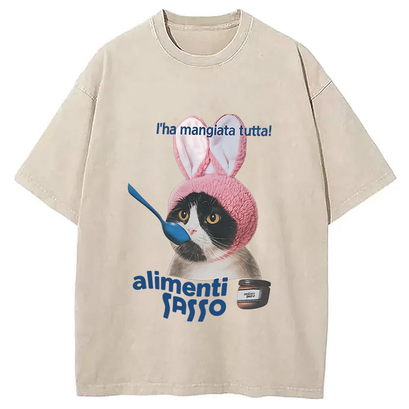 Pretend To Be A Bunny Kitten Washed T-Shirt Retro Humor Outfit Idea Gifts For Her - Gypsysystersgift
