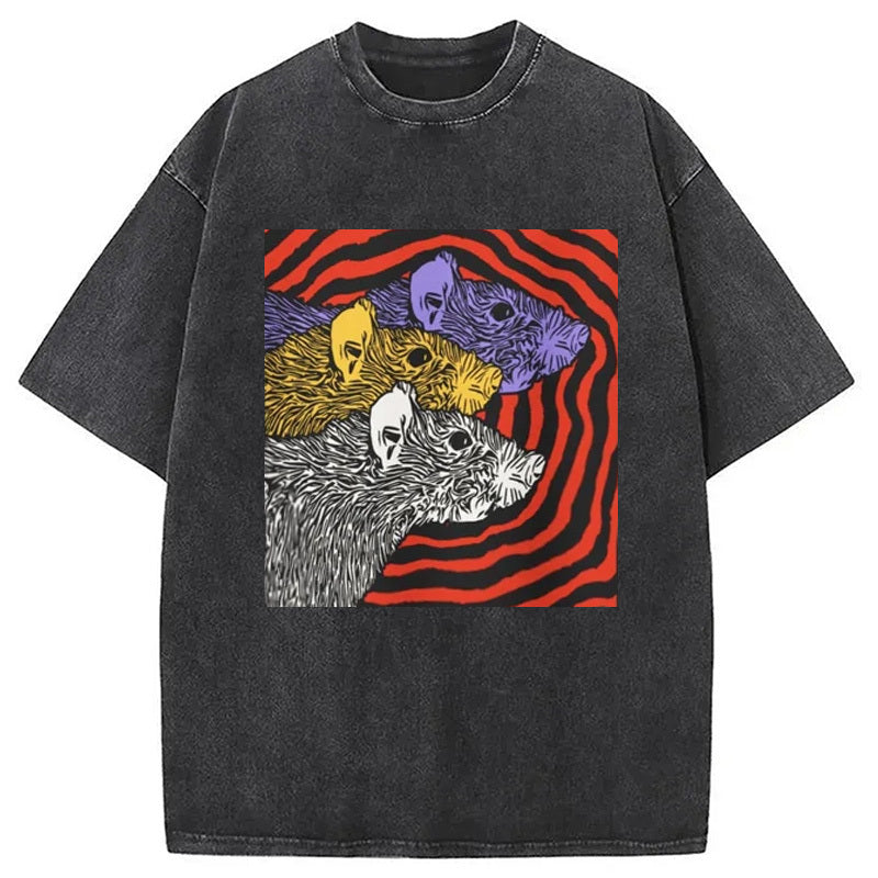 Psychedelic Rat Washed T-Shirt Cool Urban Street Style Shirt Gifts For Brother - Gypsysystersgift